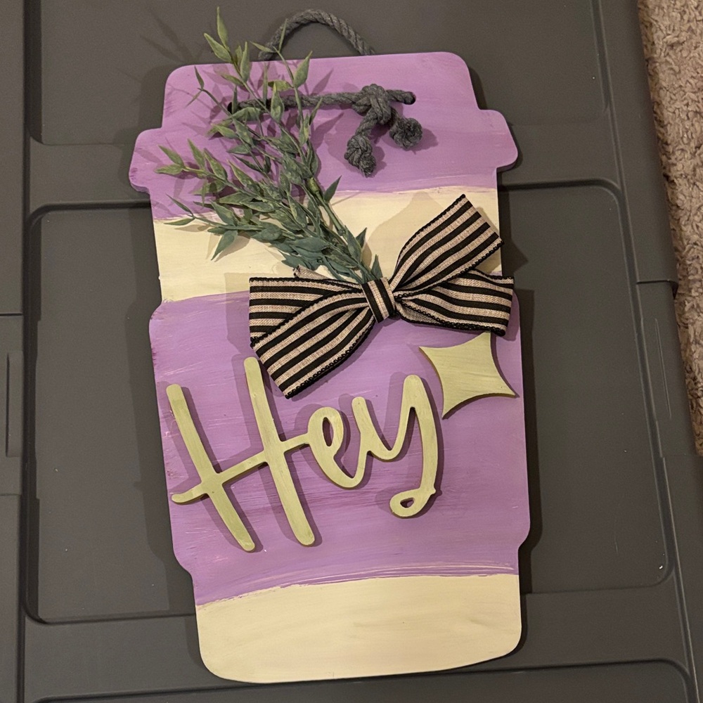 Handmade Purple and Cream Decorative Wall Hanging